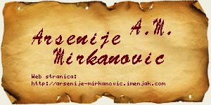Arsenije Mirkanović vizit kartica